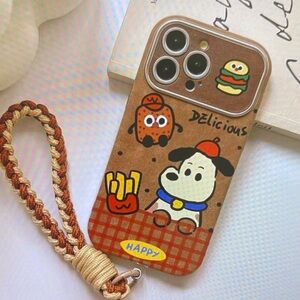 Cartoon Dog Brown Phone Case with Strap